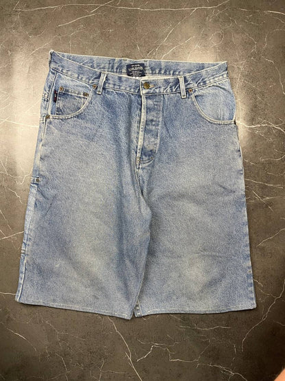 NASA Clothing light blue denim shorts with embroidered logo and classic 5-pocket styling.