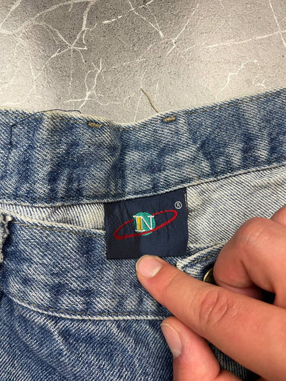 NASA Clothing light blue denim shorts with embroidered logo and classic 5-pocket styling.