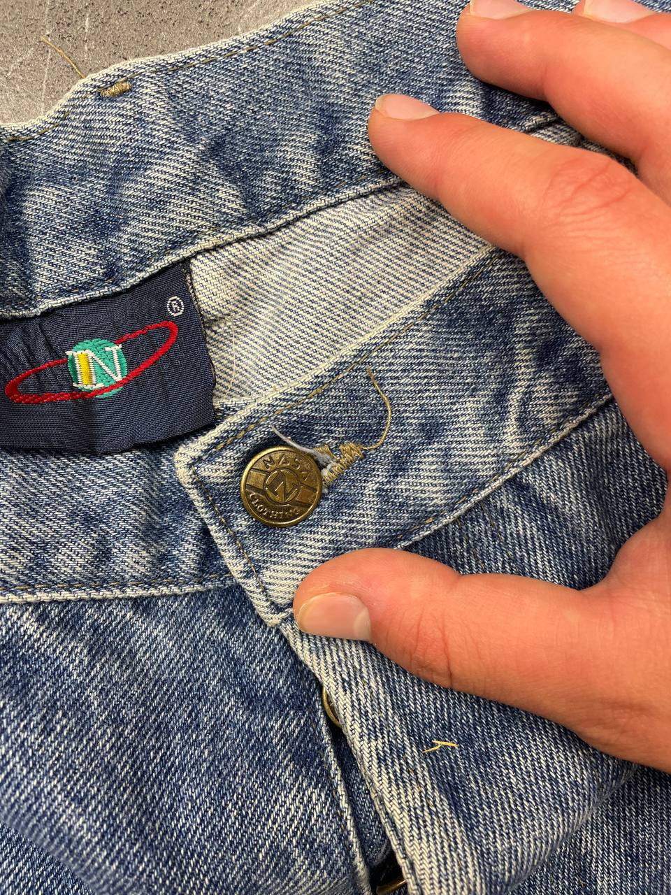 NASA Clothing light blue denim shorts with embroidered logo and classic 5-pocket styling.