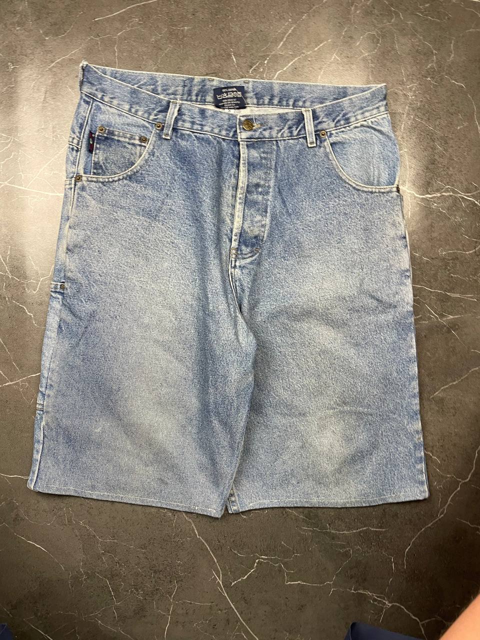 NASA Clothing light blue denim shorts with embroidered logo and classic 5-pocket styling.