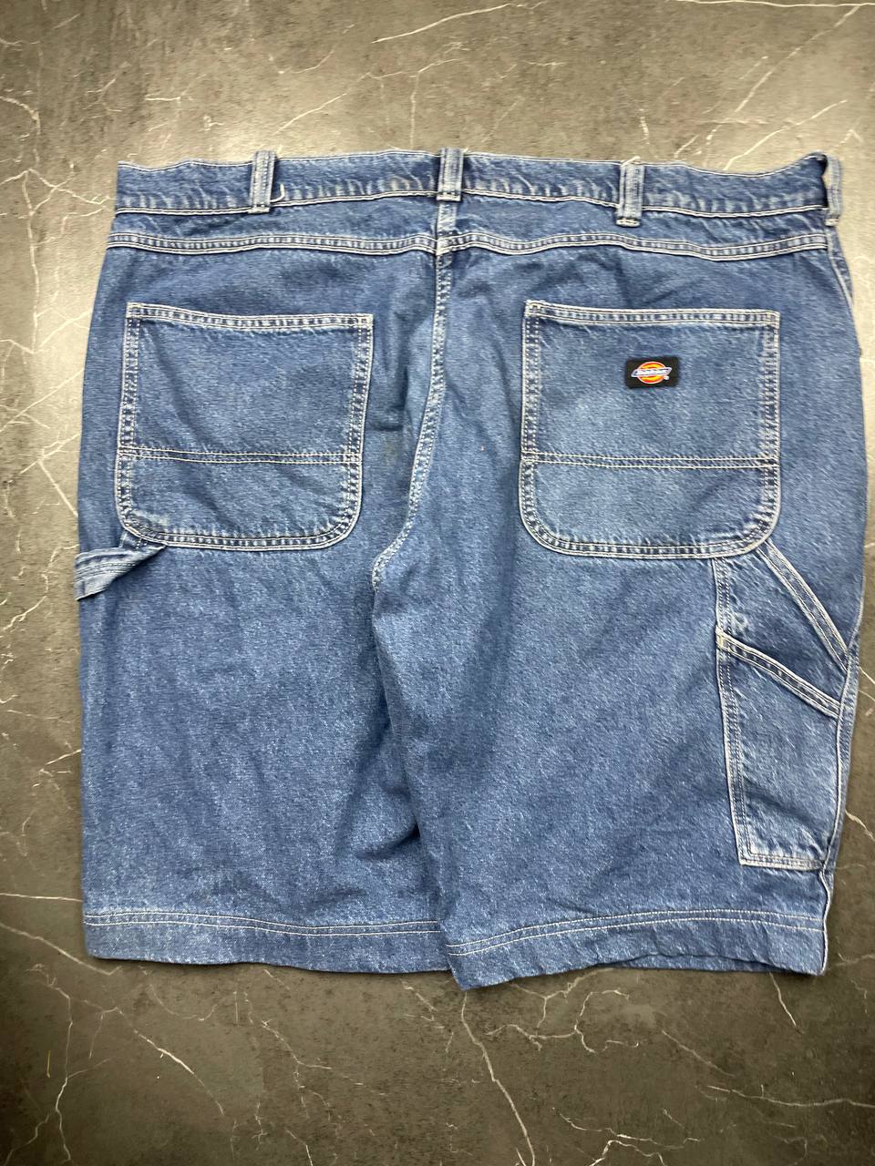 Dickies blue denim carpenter shorts heavyweight cotton with multiple pockets and hammer loop.