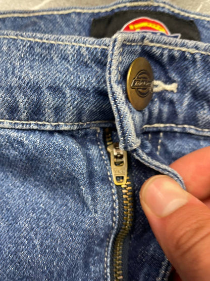 Dickies blue denim carpenter shorts heavyweight cotton with multiple pockets and hammer loop.