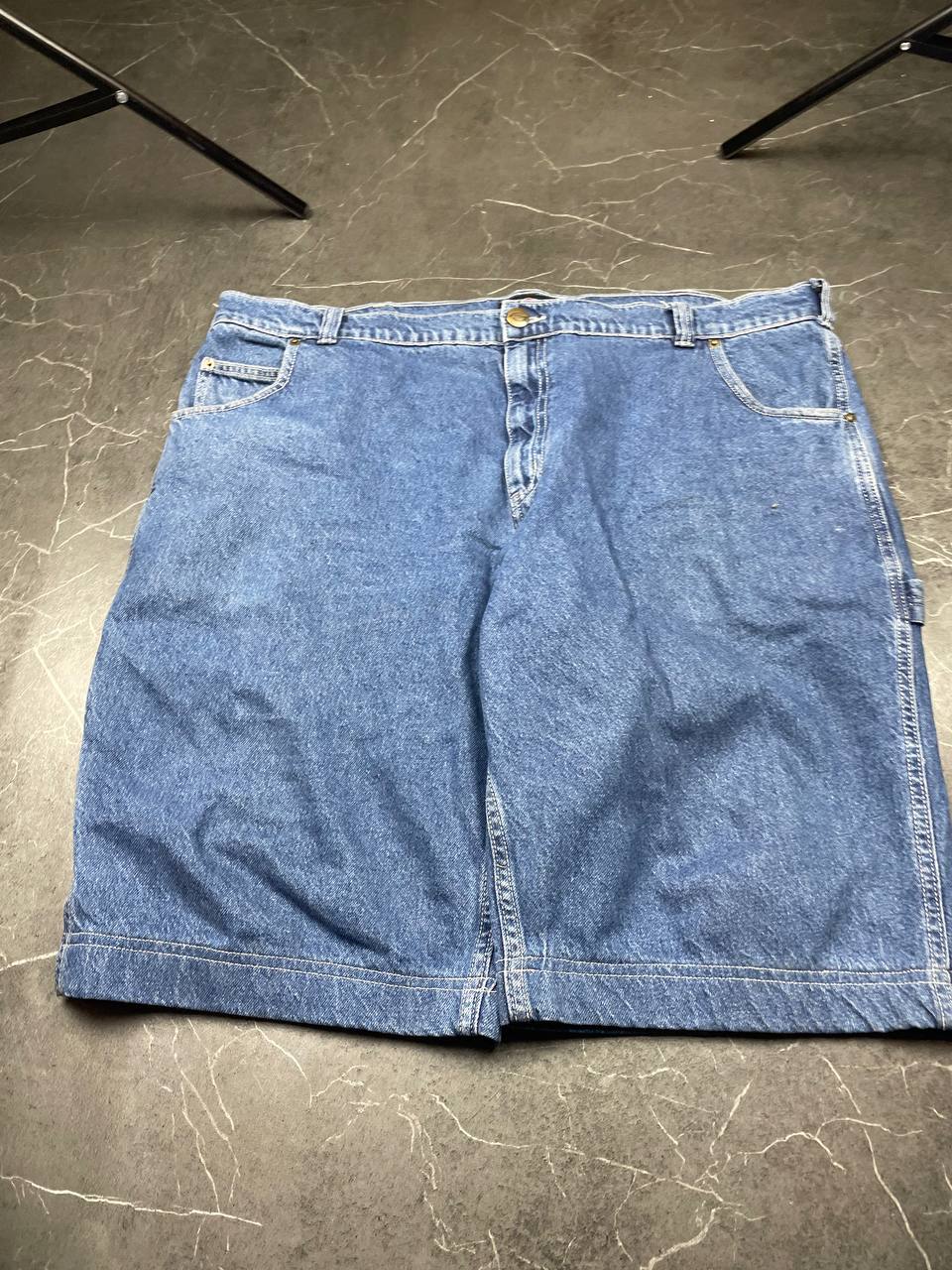 Dickies blue denim carpenter shorts heavyweight cotton with multiple pockets and hammer loop.
