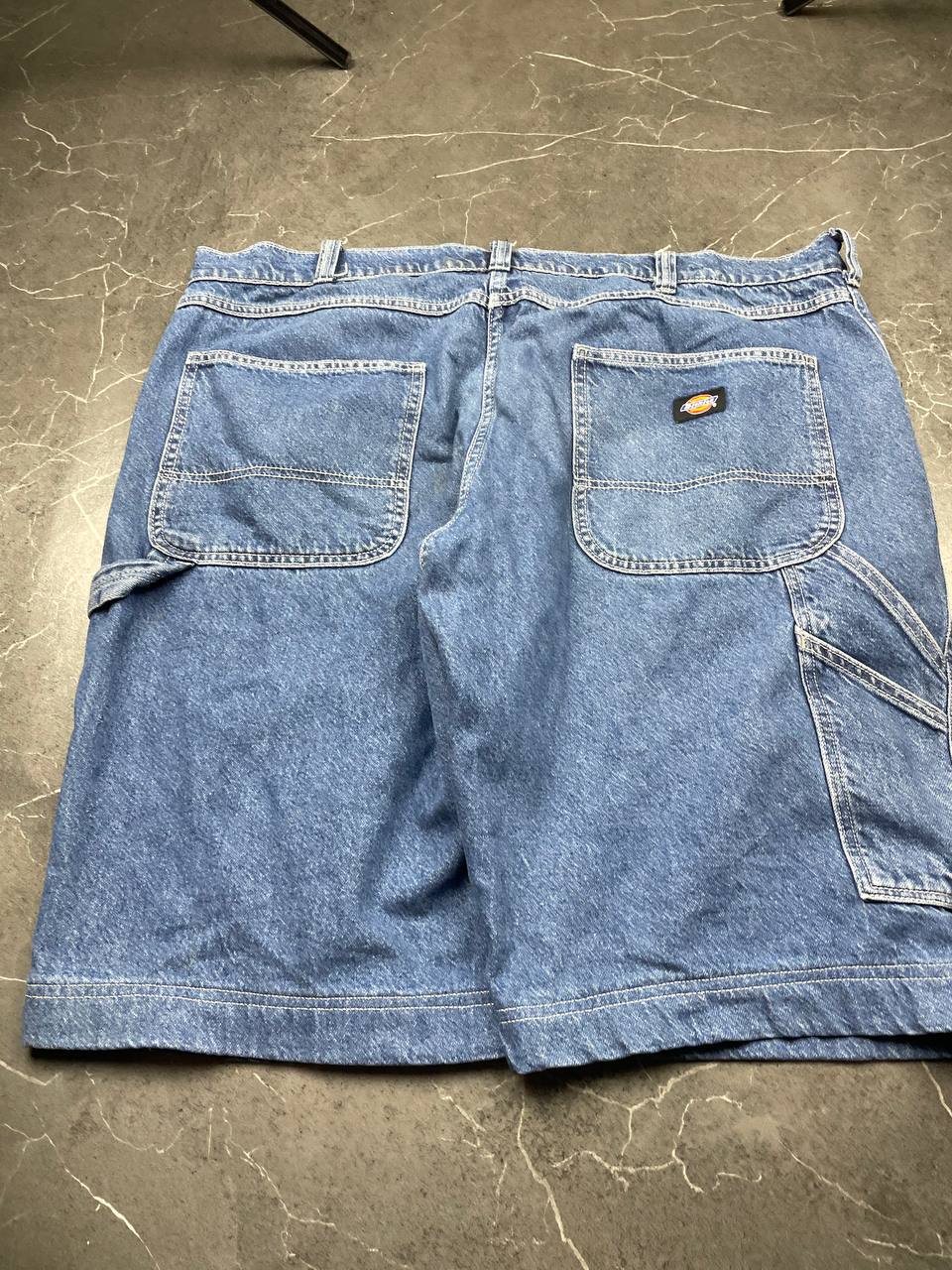 Dickies blue denim carpenter shorts heavyweight cotton with multiple pockets and hammer loop.