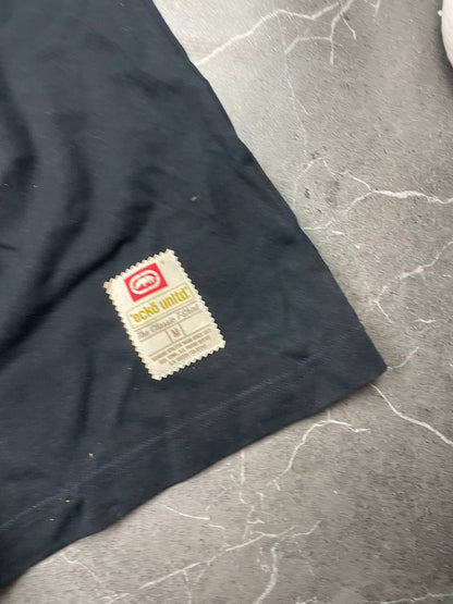 Ecko Unltd black graphic t-shirt featuring Jam Master Jay tribute and embroidered logo tab.