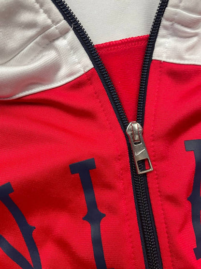 Nike men's tracksuit navy red white full zip jacket with logo and piping details