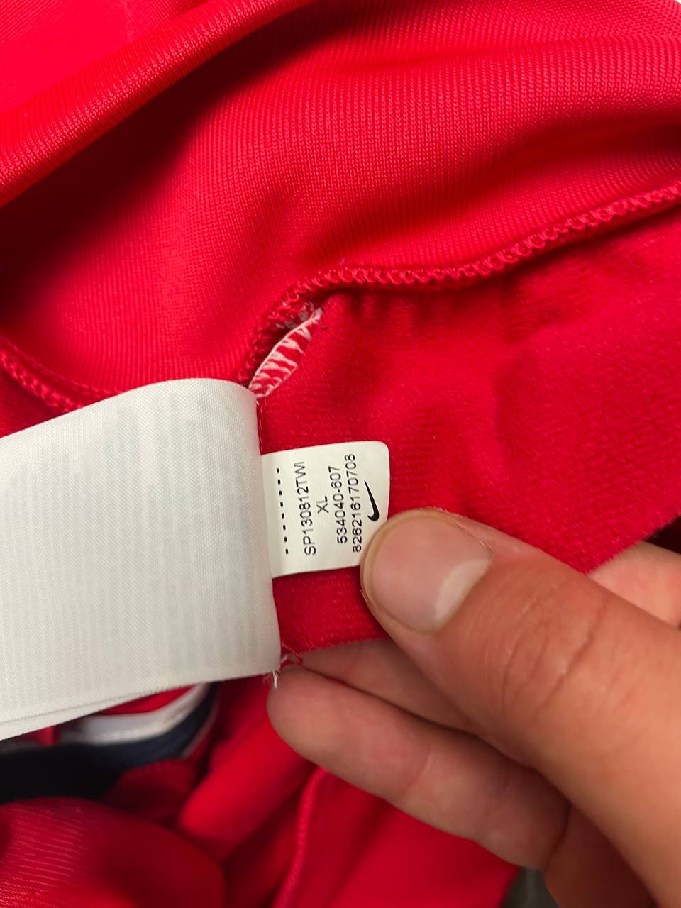 Nike men's tracksuit navy red white full zip jacket with logo and piping details