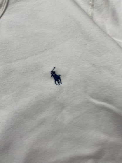 Polo Ralph Lauren navy sweatshirt with white embroidered logo and ribbed cuffs.