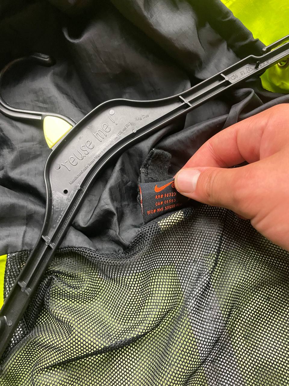Nike ACG hooded jacket blue and neon green colour block design, Gore-Tex material.