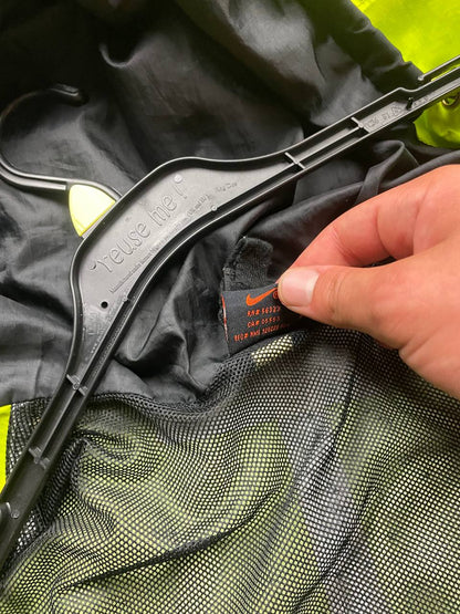 Nike ACG hooded jacket blue and neon green colour block design, Gore-Tex material.