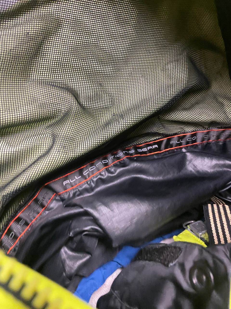 Nike ACG hooded jacket blue and neon green colour block design, Gore-Tex material.