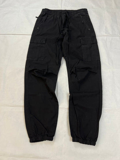 Carhartt black cargo joggers relaxed fit with multiple pockets and elastic cuffs.