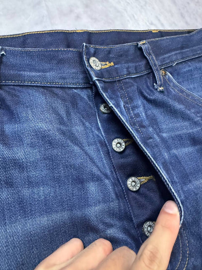 G-Star Raw blue denim 5620 3D Loose jeans with branded button and back patch.