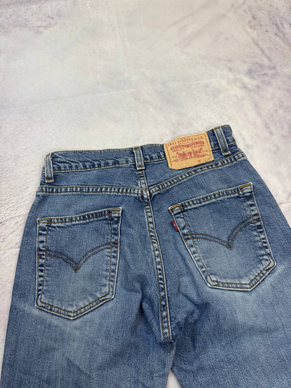 Levi's blue denim jeans with classic five-pocket design and iconic patch on waistband.