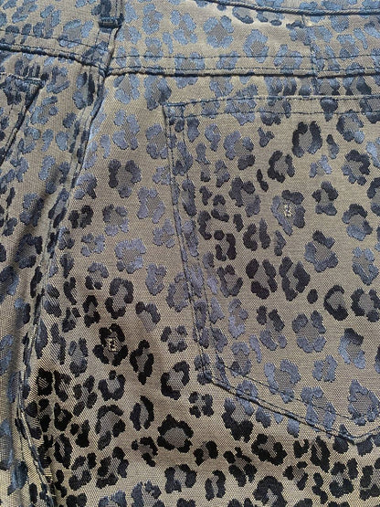 Iceberg brown leopard print trousers with front pockets and metal button closure.