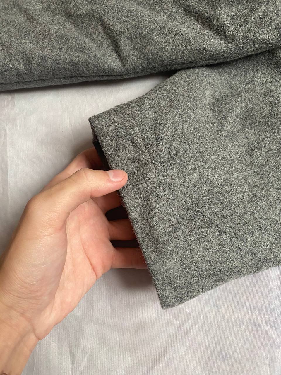 Strellson grey wool blend overcoat with classic button closure and collar.