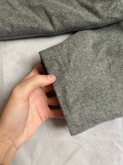 Strellson grey wool blend overcoat with classic button closure and collar.
