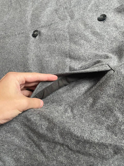 Strellson grey wool blend overcoat with classic button closure and collar.