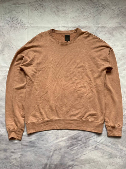 COS brown crew neck sweatshirt with ribbed cuffs, soft cotton blend fabric.