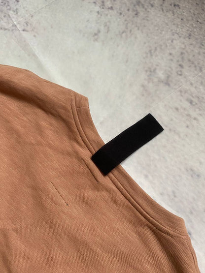COS brown crew neck sweatshirt with ribbed cuffs, soft cotton blend fabric.