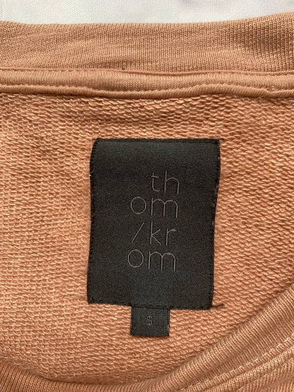 COS brown crew neck sweatshirt with ribbed cuffs, soft cotton blend fabric.