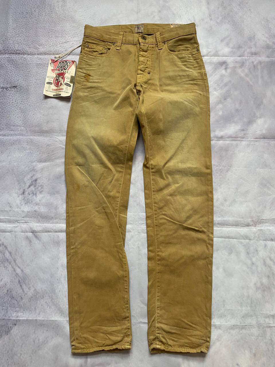 Prps brown cotton trousers with leather logo label and classic 5-pocket styling.