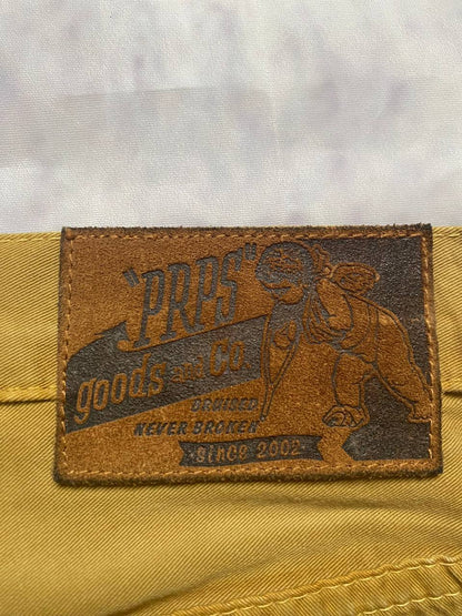Prps brown cotton trousers with leather logo label and classic 5-pocket styling.